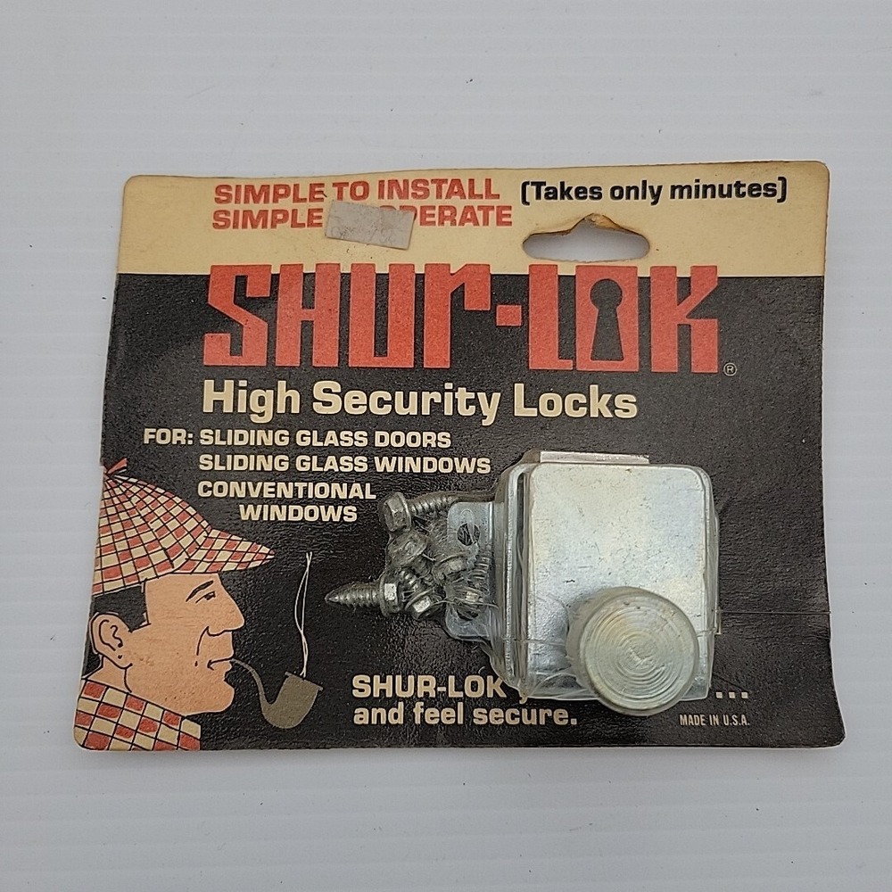 Vintage Shur-Lok High Security Window and Sliding Glass Door Lock Made in USA